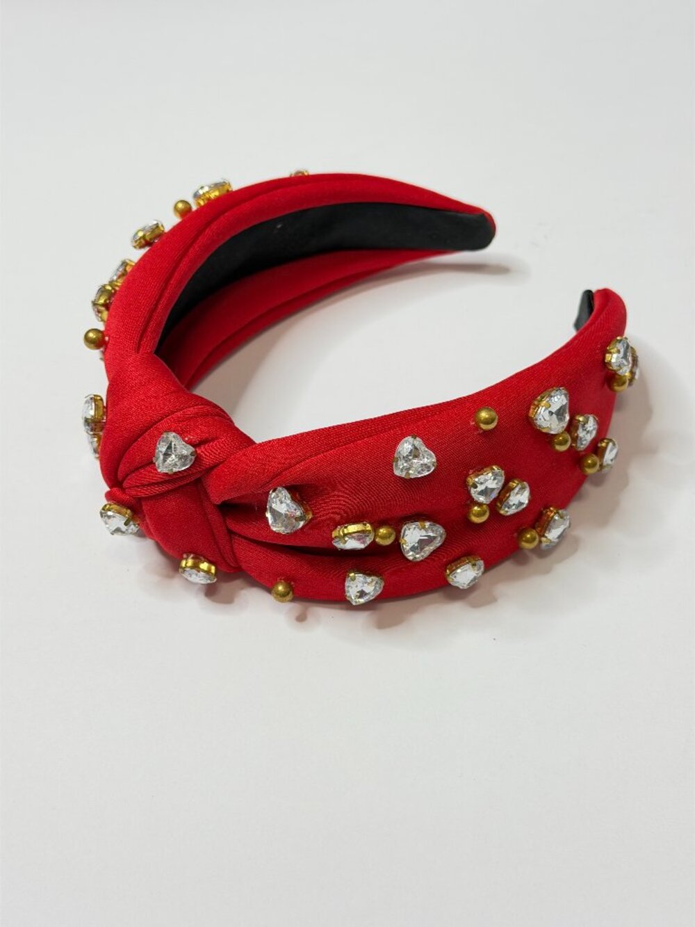Red Jeweled Hearts Embellished Headband
